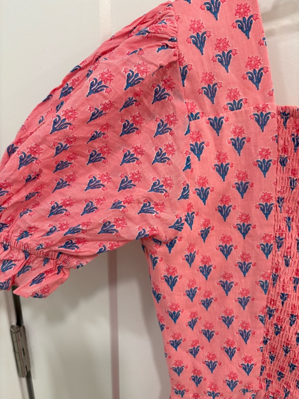 Ivy City Co Pink Catalina Floral Smocked Milkmaid Prairie Midi Dress With Slit - Picture 8 of 14